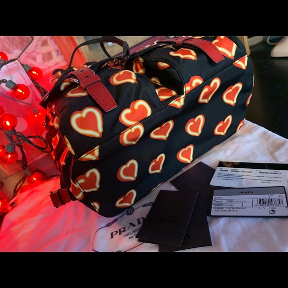 NEW PRADA BLACK Heart backpack LIMITED VALENTINES